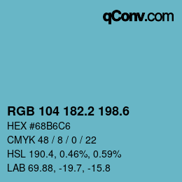 カラーコード: RGB 104 182.2 198.6 | qconv.com