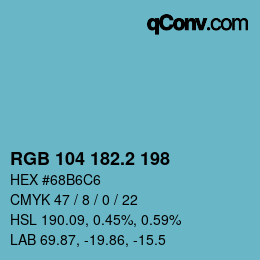 カラーコード: RGB 104 182.2 198 | qconv.com