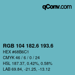 カラーコード: RGB 104 182.6 193.6 | qconv.com
