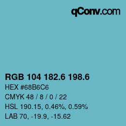 カラーコード: RGB 104 182.6 198.6 | qconv.com