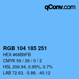Color code: RGB 104 185 251 | qconv.com