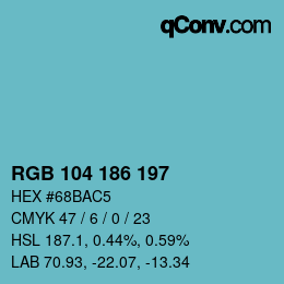 Farbcode: RGB 104 186 197 | qconv.com