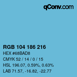 カラーコード: RGB 104 186 216 | qconv.com