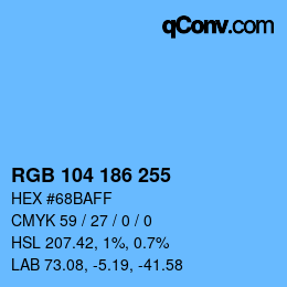 Color code: RGB 104 186 255 | qconv.com