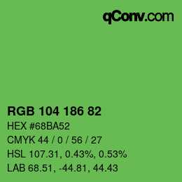 Color code: RGB 104 186 82 | qconv.com
