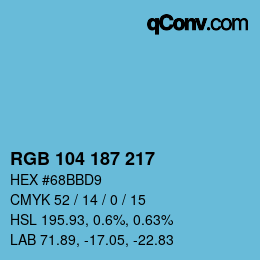 Color code: RGB 104 187 217 | qconv.com