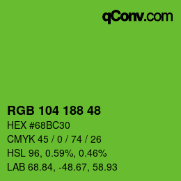 颜色代码: RGB 104 188 48 | qconv.com