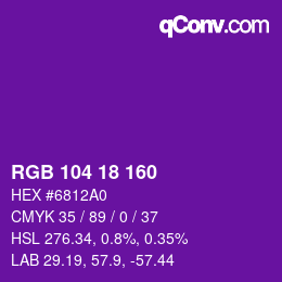 Color code: RGB 104 18 160 | qconv.com