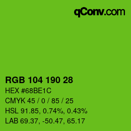 Color code: RGB 104 190 28 | qconv.com
