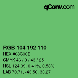 颜色代码: RGB 104 192 110 | qconv.com