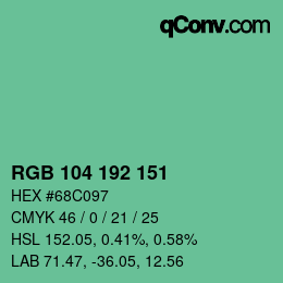 Color code: RGB 104 192 151 | qconv.com