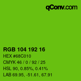 Color code: RGB 104 192 16 | qconv.com