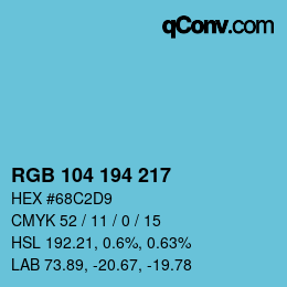 Code couleur: RGB 104 194 217 | qconv.com