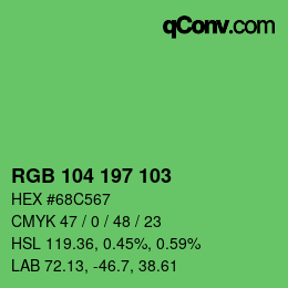 Color code: RGB 104 197 103 | qconv.com