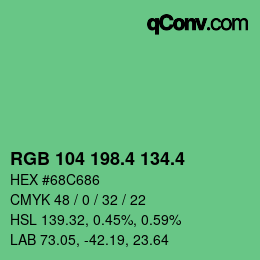 カラーコード: RGB 104 198.4 134.4 | qconv.com
