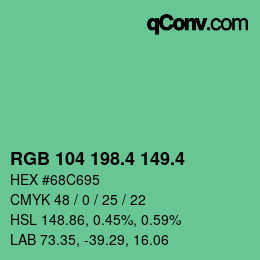 カラーコード: RGB 104 198.4 149.4 | qconv.com