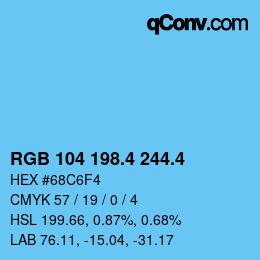 カラーコード: RGB 104 198.4 244.4 | qconv.com