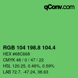 カラーコード: RGB 104 198.8 104.4 | qconv.com