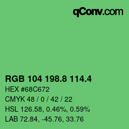 カラーコード: RGB 104 198.8 114.4 | qconv.com