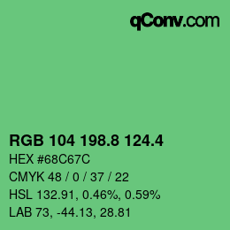 カラーコード: RGB 104 198.8 124.4 | qconv.com