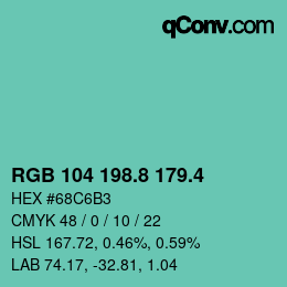 カラーコード: RGB 104 198.8 179.4 | qconv.com
