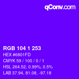 Color code: RGB 104 1 253 | qconv.com
