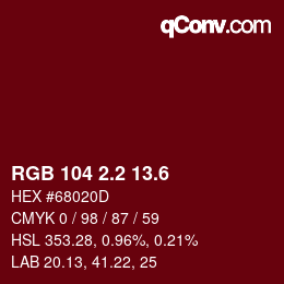 カラーコード: RGB 104 2.2 13.6 | qconv.com