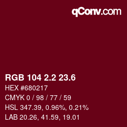 カラーコード: RGB 104 2.2 23.6 | qconv.com