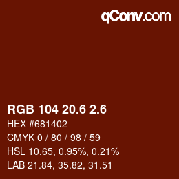 カラーコード: RGB 104 20.6 2.6 | qconv.com