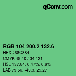 カラーコード: RGB 104 200.2 132.6 | qconv.com
