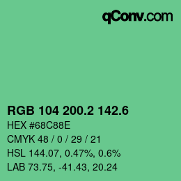 カラーコード: RGB 104 200.2 142.6 | qconv.com