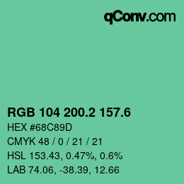 カラーコード: RGB 104 200.2 157.6 | qconv.com