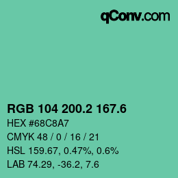 カラーコード: RGB 104 200.2 167.6 | qconv.com