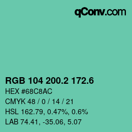 カラーコード: RGB 104 200.2 172.6 | qconv.com