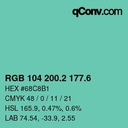 カラーコード: RGB 104 200.2 177.6 | qconv.com