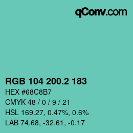 カラーコード: RGB 104 200.2 183 | qconv.com