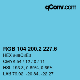 カラーコード: RGB 104 200.2 227.6 | qconv.com