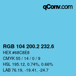 カラーコード: RGB 104 200.2 232.6 | qconv.com