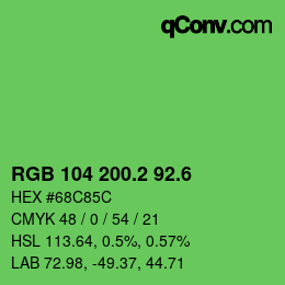 カラーコード: RGB 104 200.2 92.6 | qconv.com