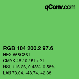 カラーコード: RGB 104 200.2 97.6 | qconv.com