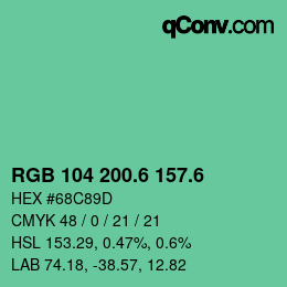 カラーコード: RGB 104 200.6 157.6 | qconv.com