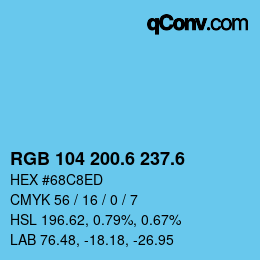 カラーコード: RGB 104 200.6 237.6 | qconv.com