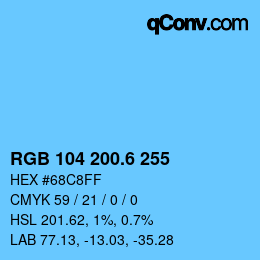 カラーコード: RGB 104 200.6 255 | qconv.com