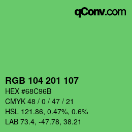Color code: RGB 104 201 107 | qconv.com