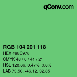 Color code: RGB 104 201 118 | qconv.com