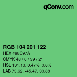 Color code: RGB 104 201 122 | qconv.com