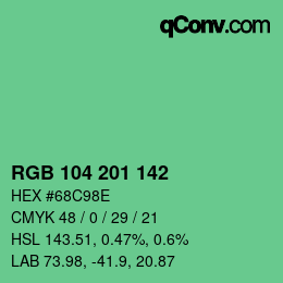 カラーコード: RGB 104 201 142 | qconv.com