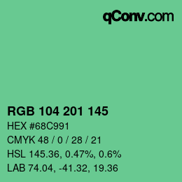 Color code: RGB 104 201 145 | qconv.com