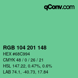 カラーコード: RGB 104 201 148 | qconv.com
