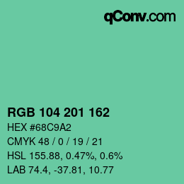 Color code: RGB 104 201 162 | qconv.com